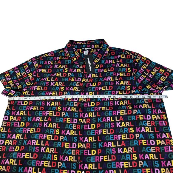 New Women’s Karl Lagerfeld AOP Spellout Short Sleeve Blouse Top Plus Size 2X NWT - Picture 4 of 7